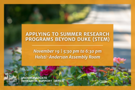 Applying to summer research programs beyond duke (stem)